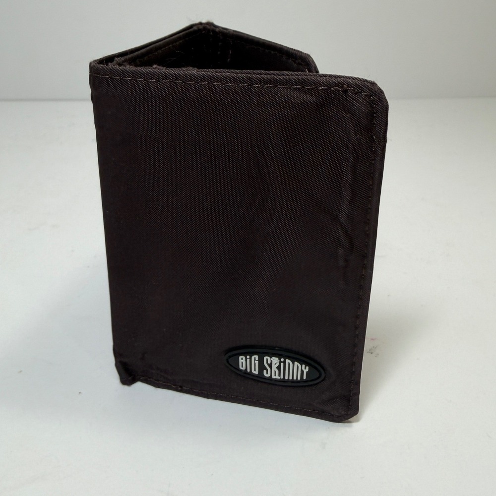 Big Skinny Mens Brown Minimalist Lightweight Trifold Utilitarian Canvas Wallet